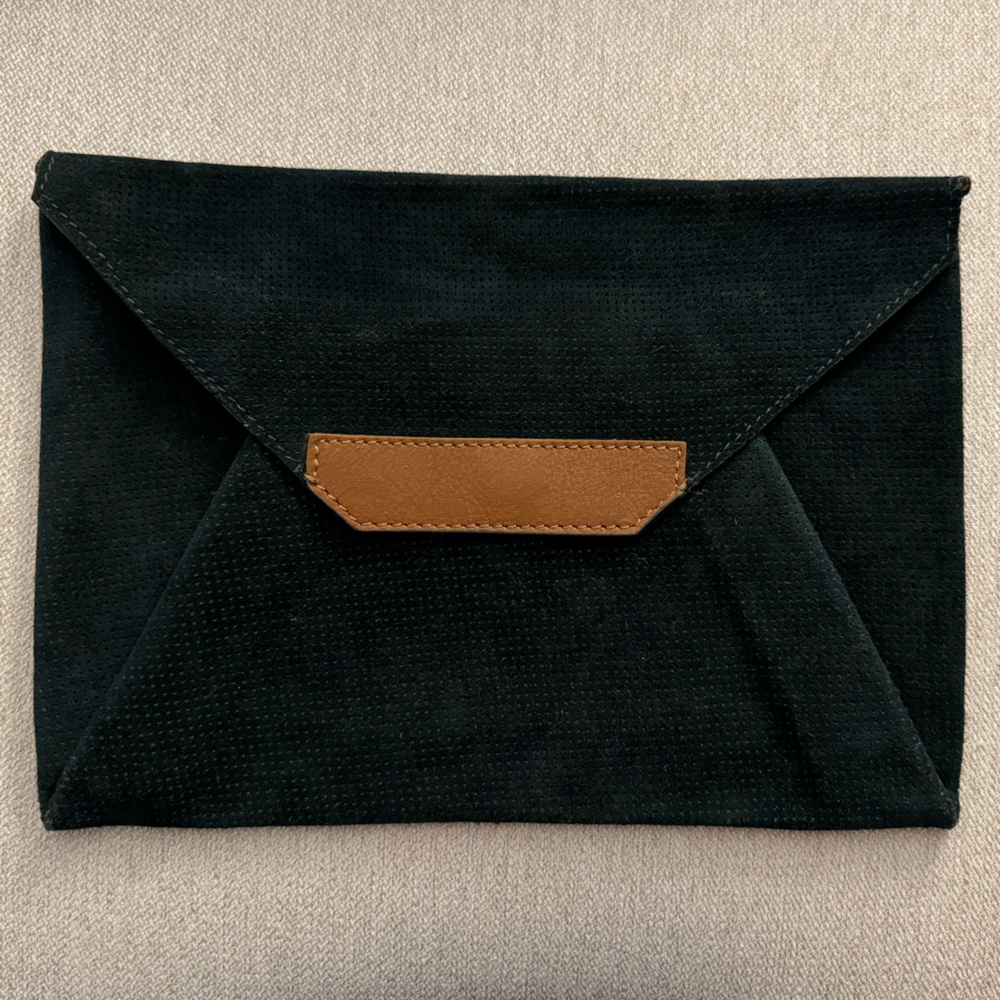 Schuler & Sons Anthropologie Suede Green Clutch